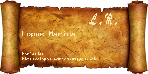 Lopos Marica névjegykártya